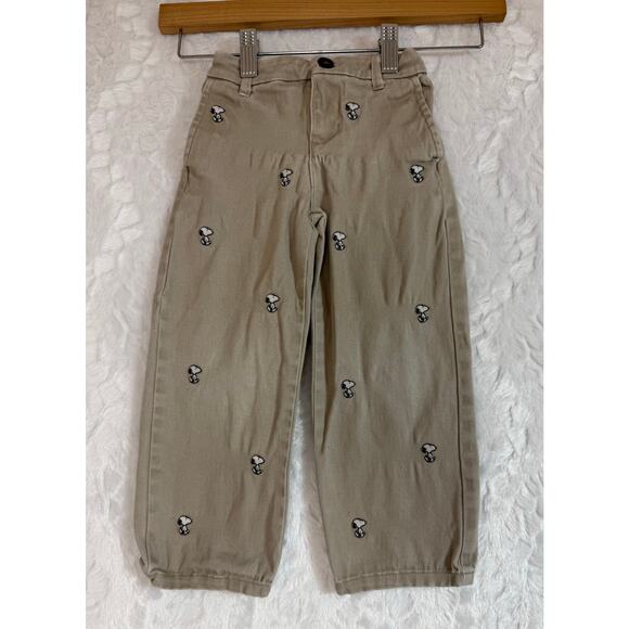 Janie and Jack Peanuts Snoopy Straight Leg Embroidered Khaki Pants Kids 3 *good* - Picture 2 of 13